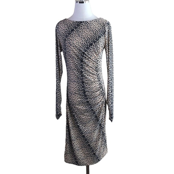 Catherine Malandrino Leopard Animal Print Dress Stretch Pullover Sheath - Picture 7 of 11